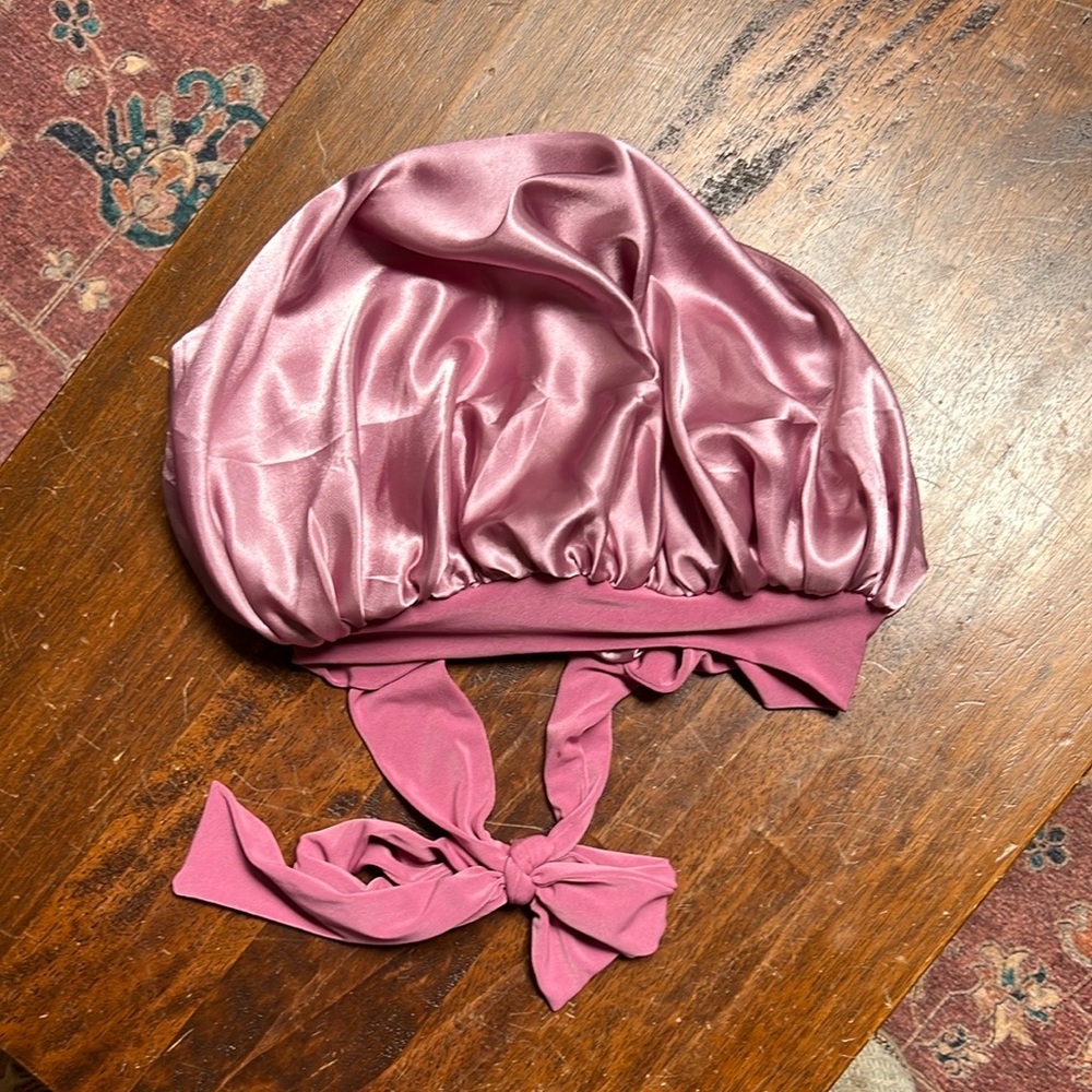 Silk Pink Bonnet with Ties